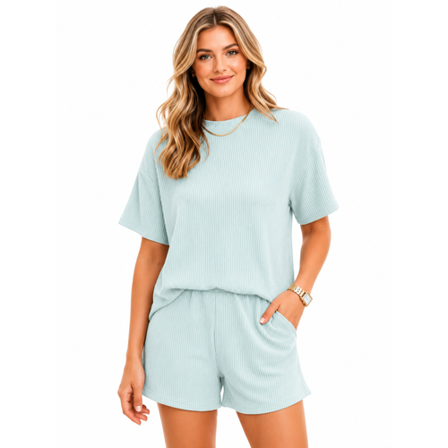 Women Solid Ribbed 2 Piece Set
