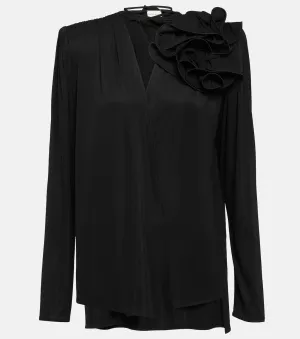 Blouse with floral appliqué Magda Butrym, black