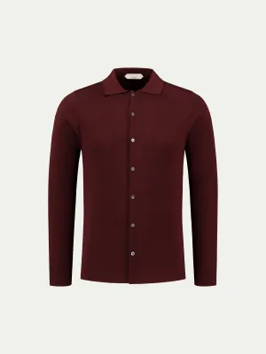 Extrafine Merino Knitted Shirt Burgundy