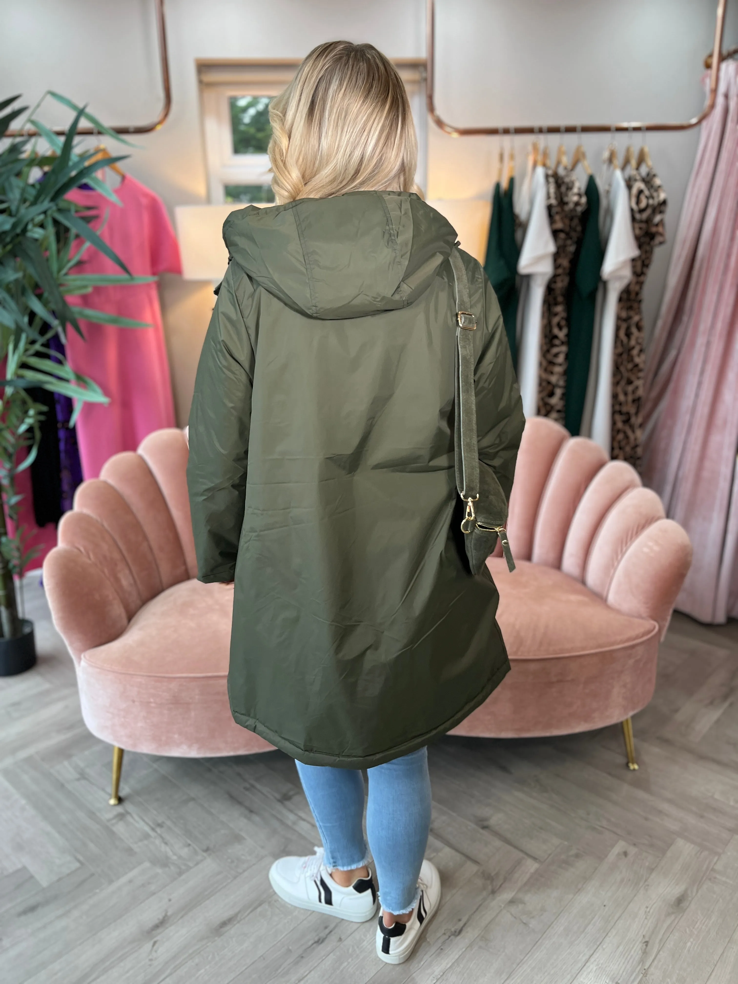 Faux Fur Parka Khaki