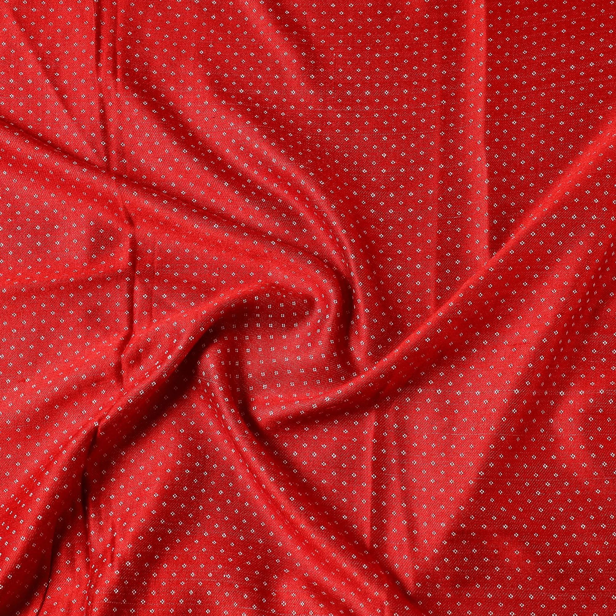 Red - Pure Handloom Mashru Silk Cotton Precut Fabric