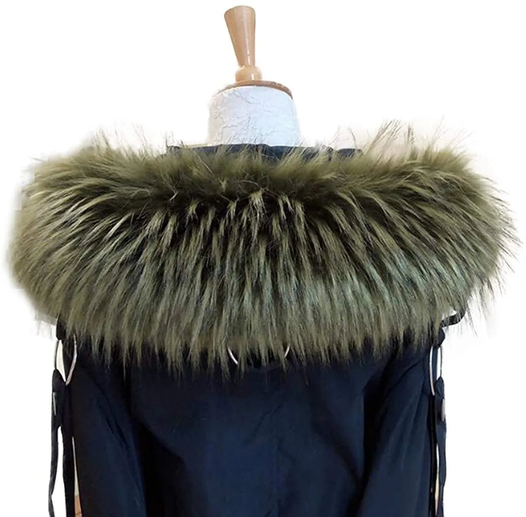 Tngan Faux Fur Collar Scarf Hood Trim Neck Warmer for Winter Coat Jacket Parka