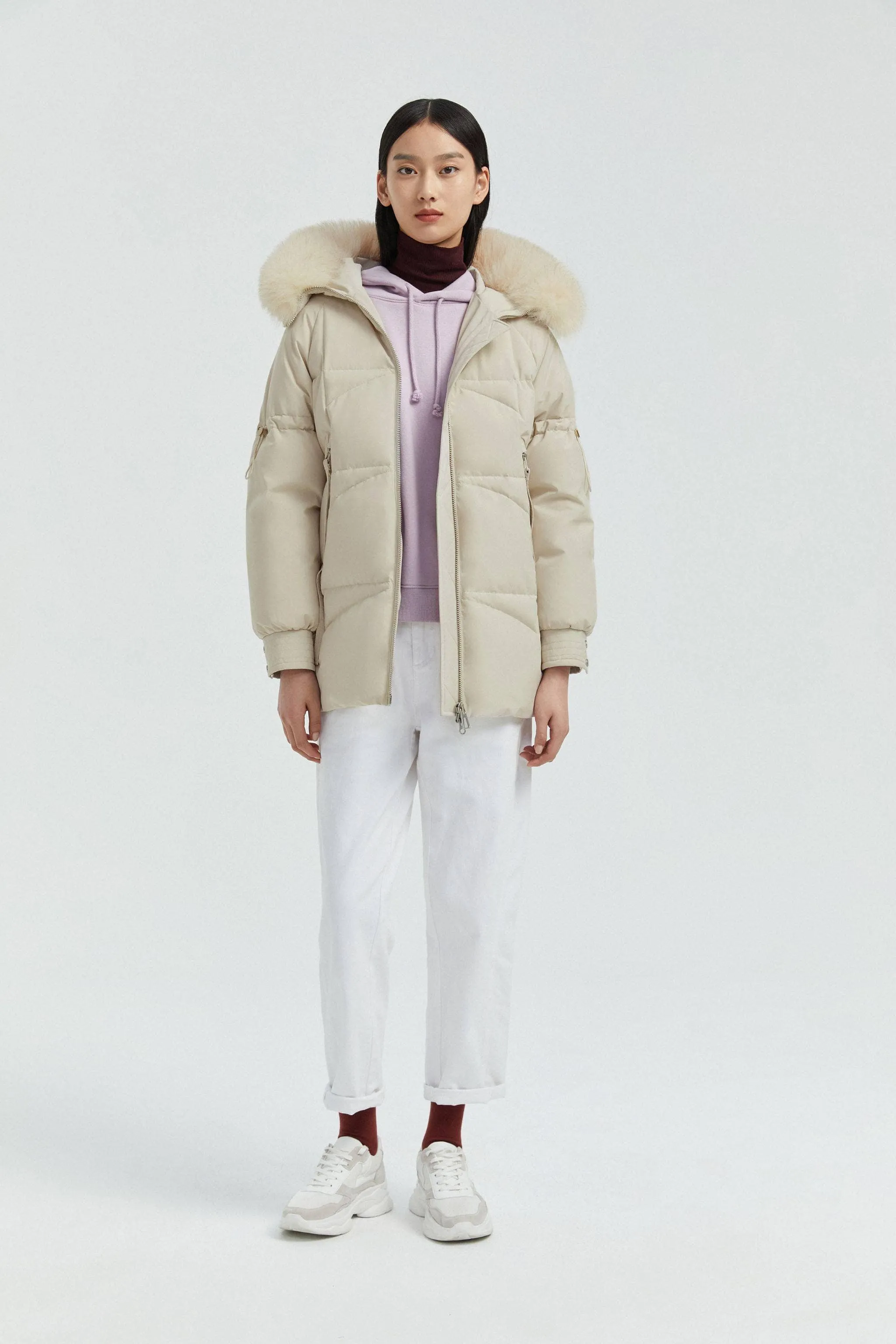 Women's Hooded Parka with Fur Trim