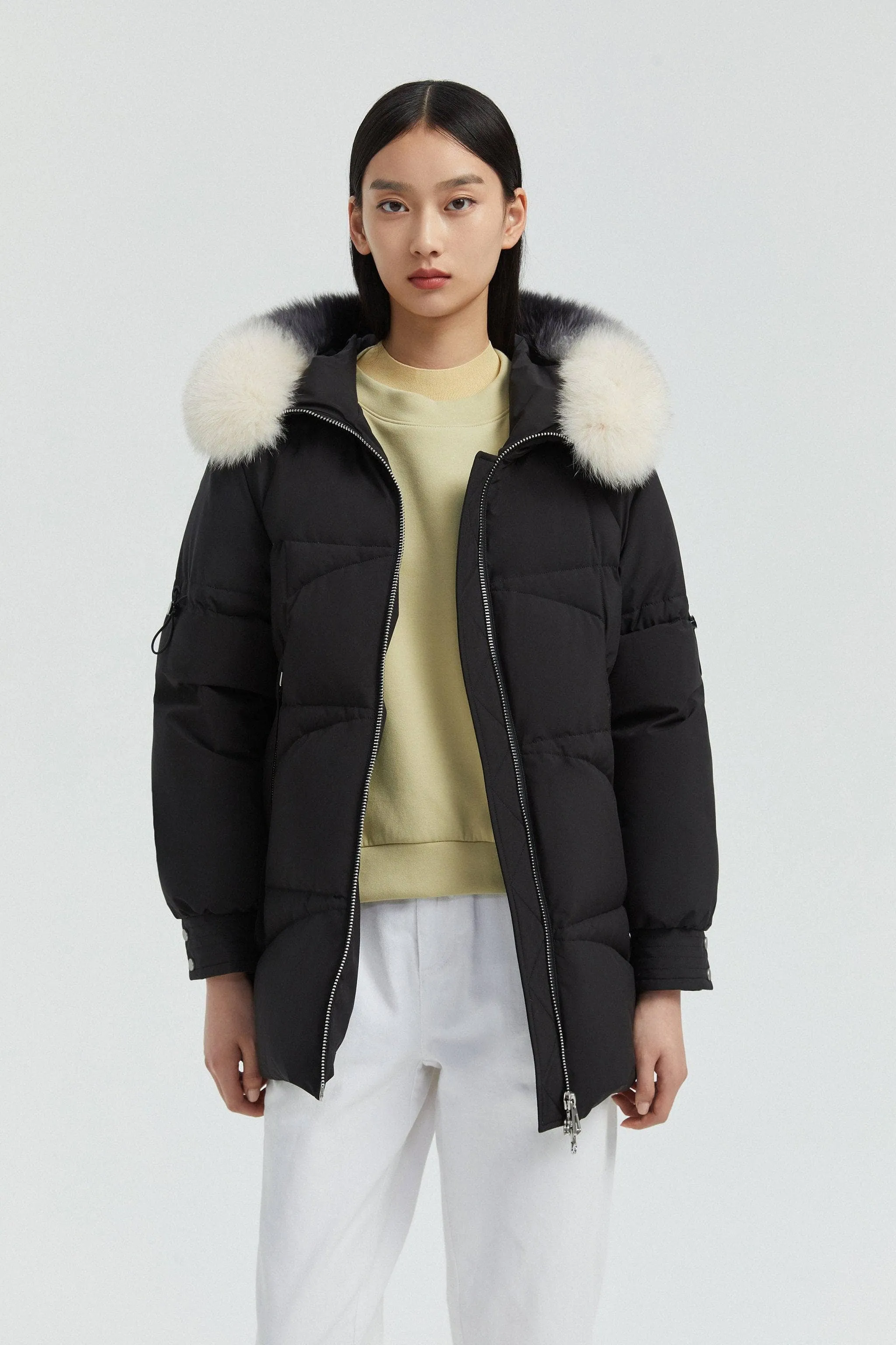 Women's Hooded Parka with Fur Trim