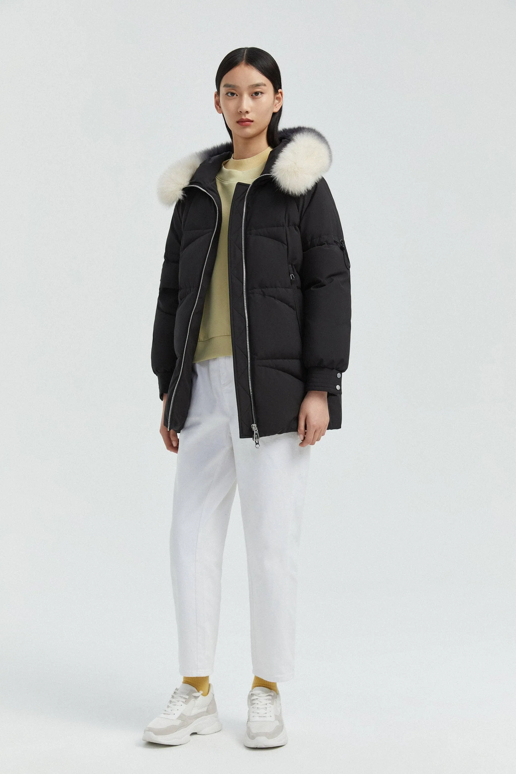 Women's Hooded Parka with Fur Trim